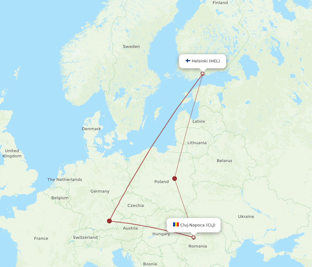 HEL-CLJ flight routes