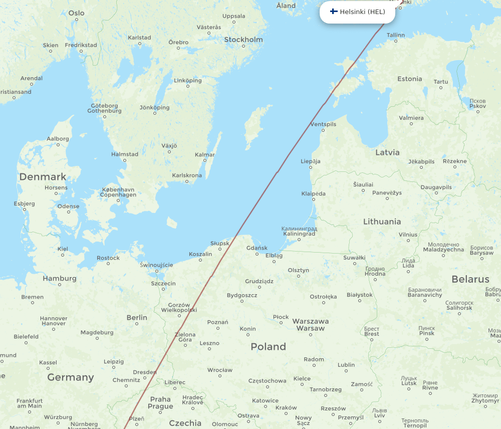 HEL-DEB flight routes