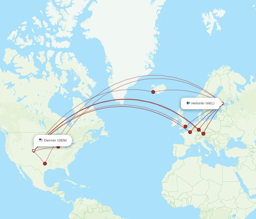 HEL-DEN flight routes