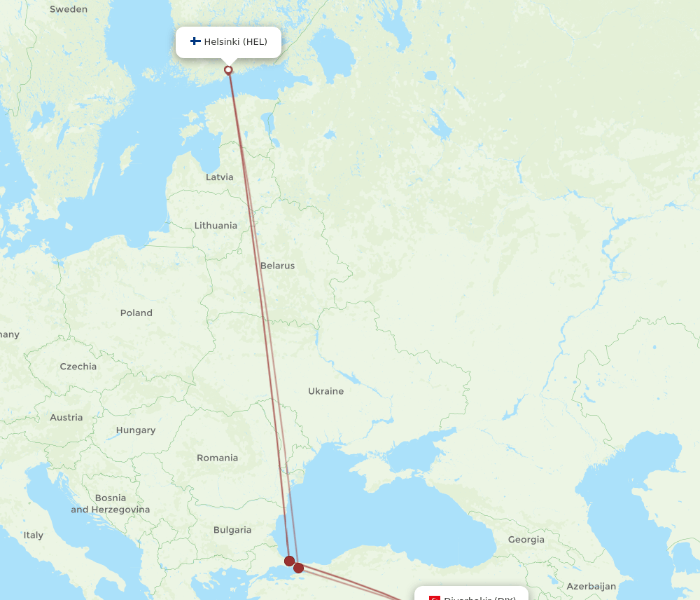 HEL-DIY flight routes