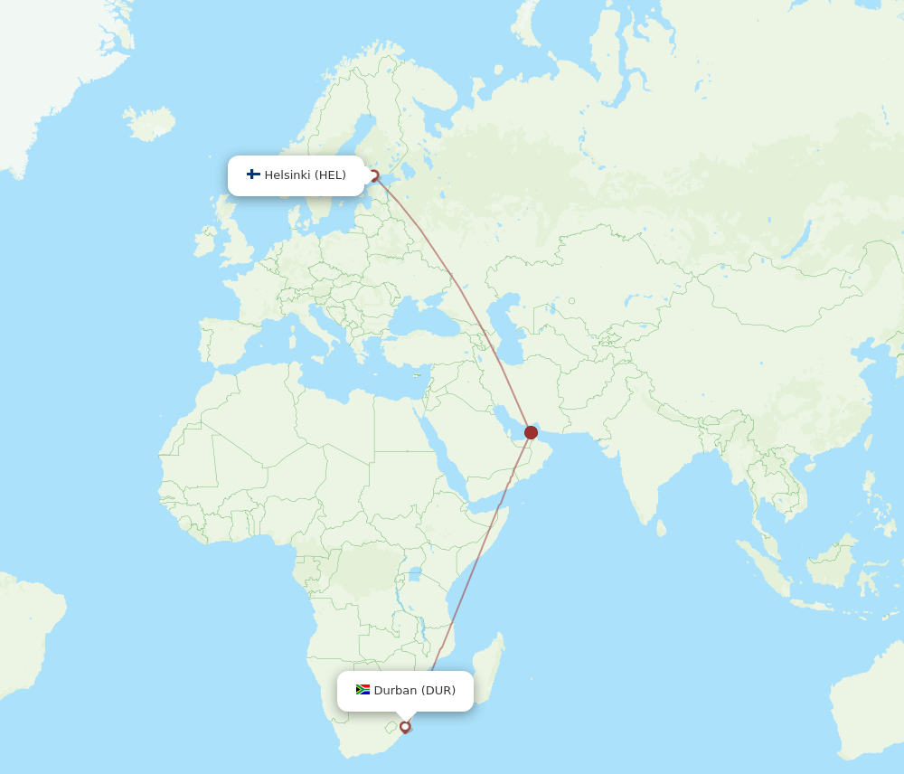 HEL-DUR flight routes