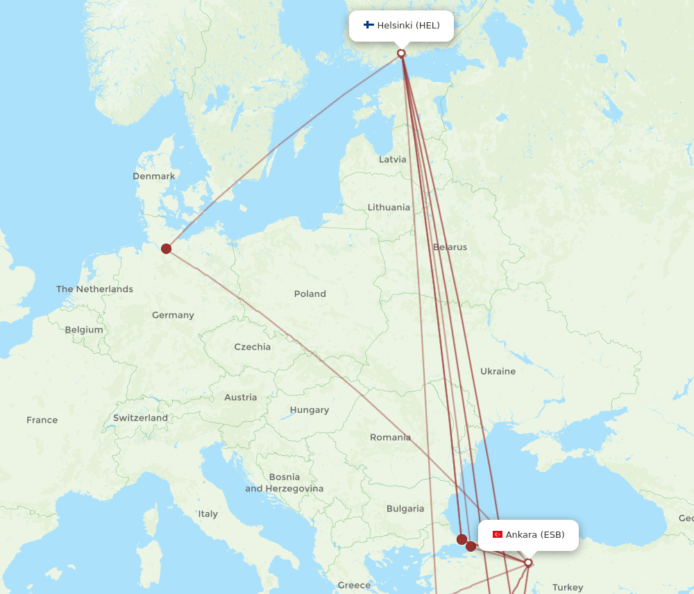 HEL-ESB flight routes