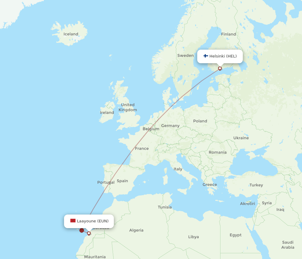 HEL-EUN flight routes