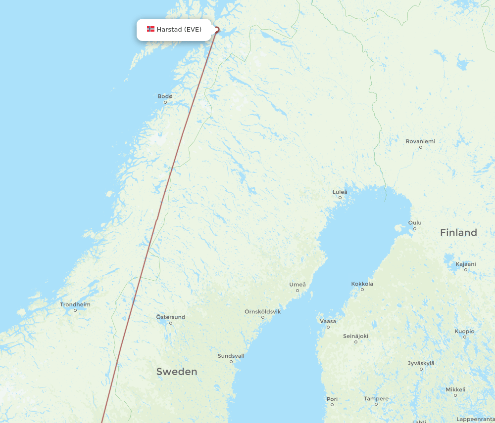 HEL-EVE flight routes