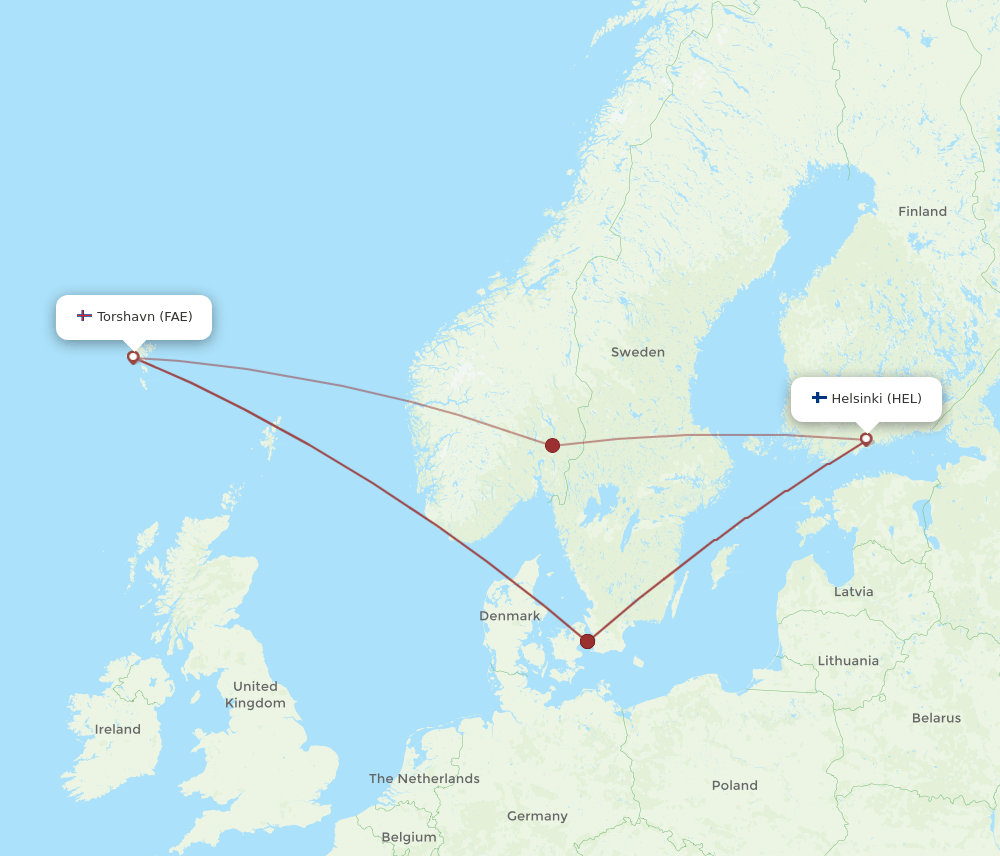 HEL-FAE flight routes