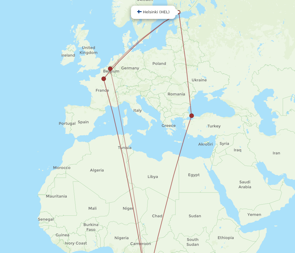 HEL-FIH flight routes