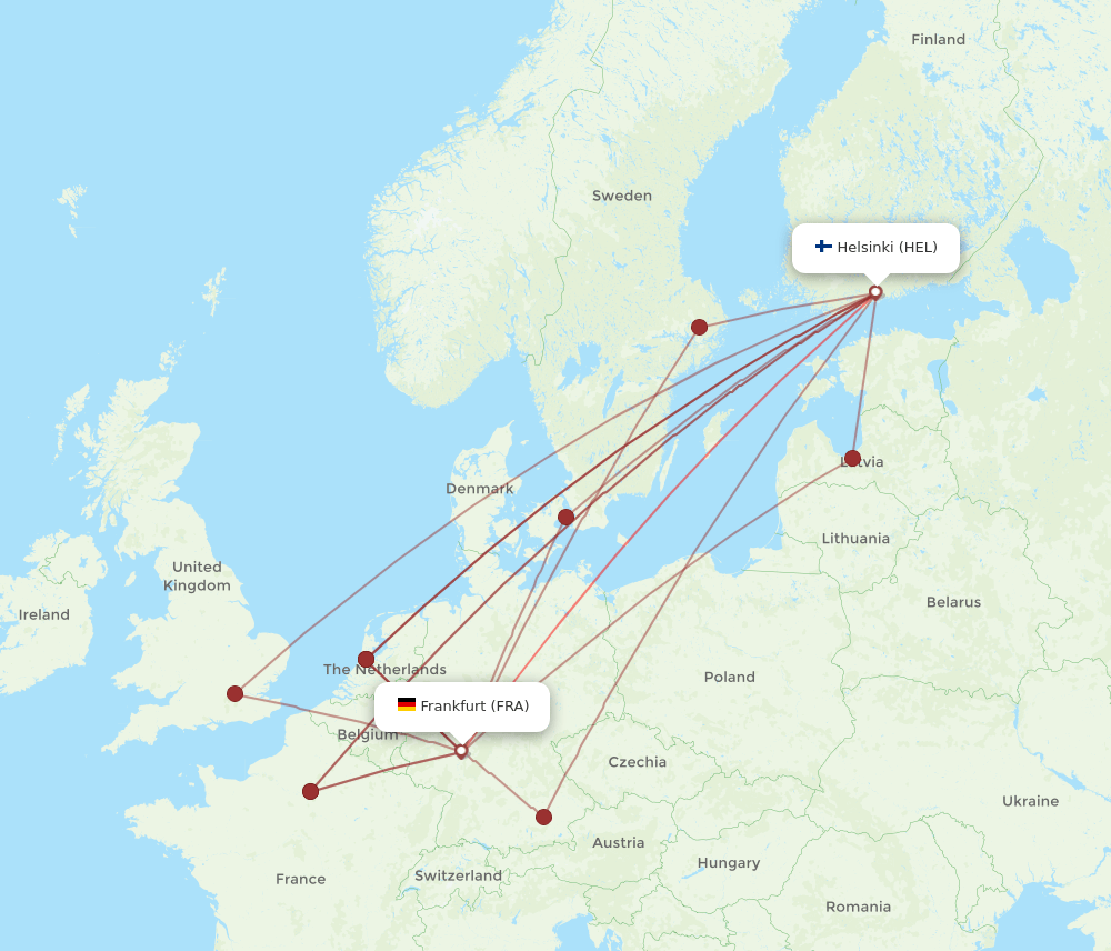 HEL-FRA flight routes