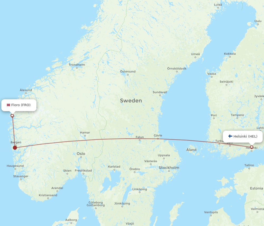 HEL-FRO flight routes