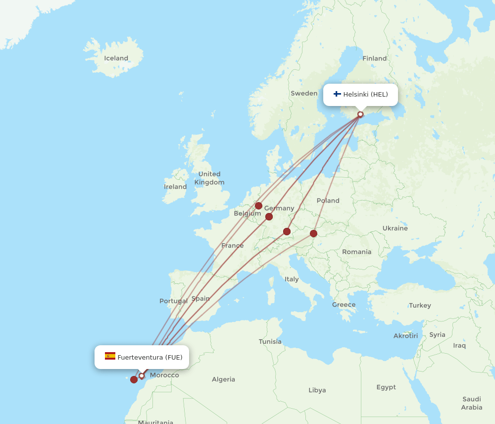 HEL-FUE flight routes