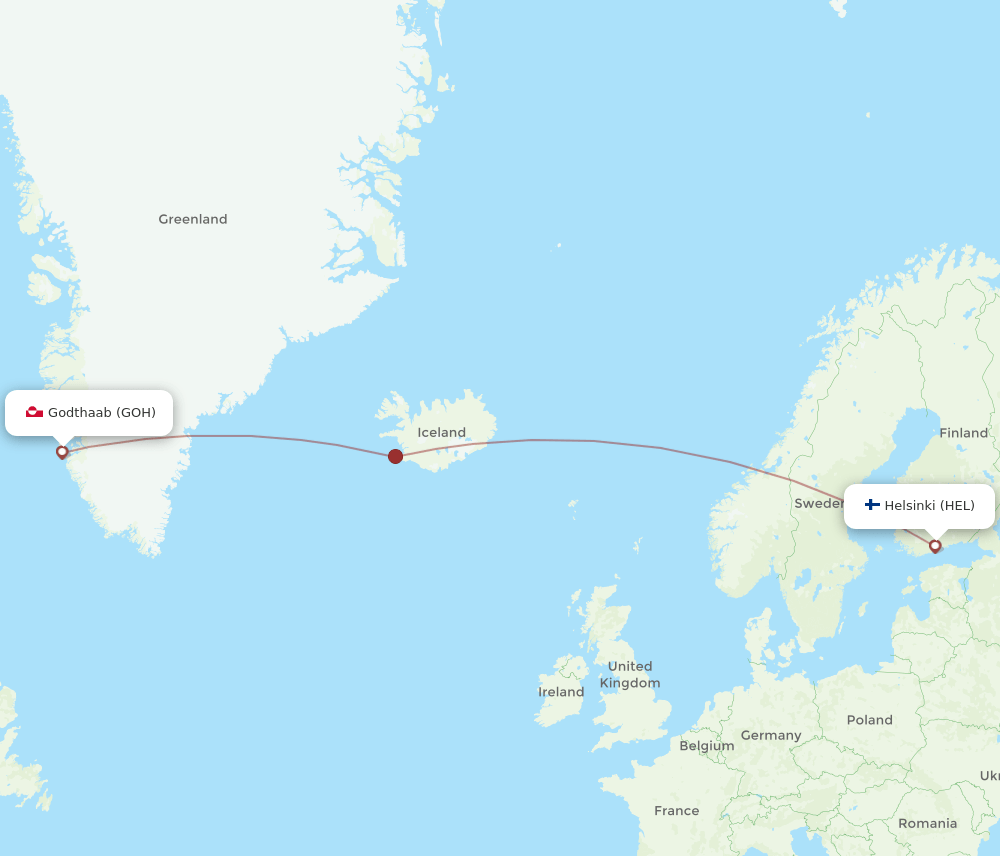 HEL-GOH flight routes