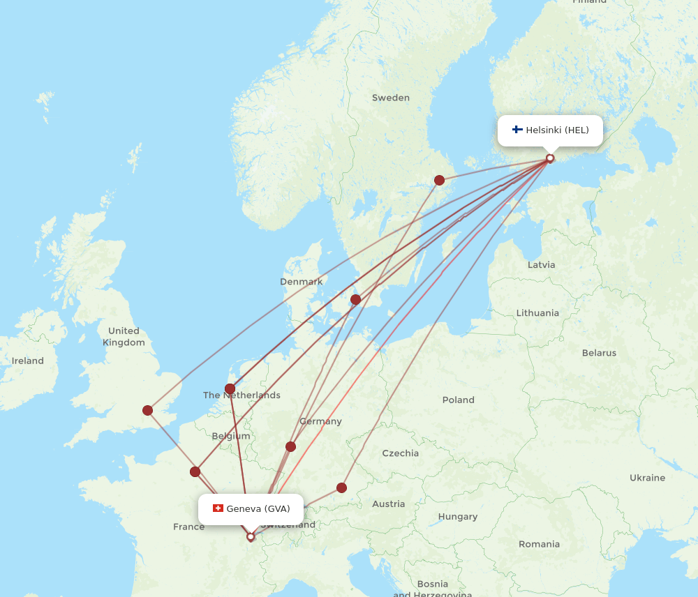 HEL-GVA flight routes