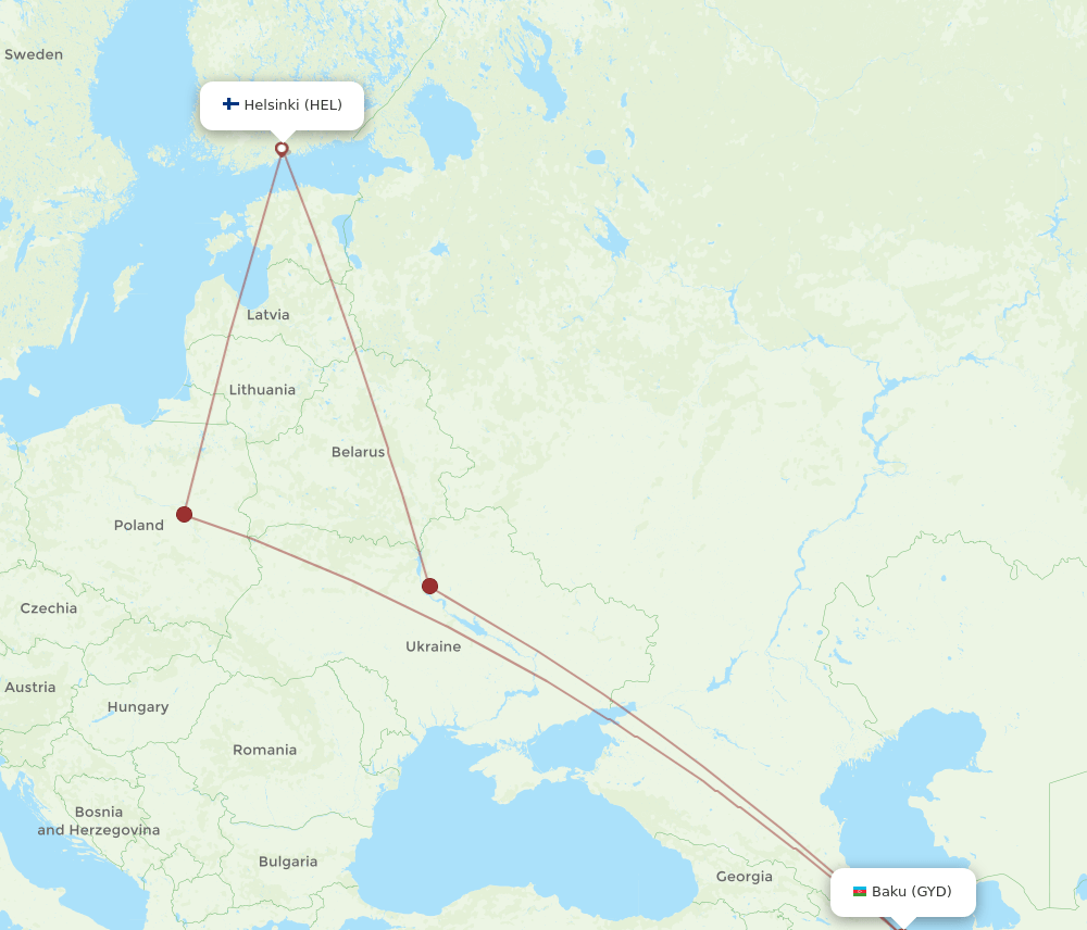 HEL-GYD flight routes