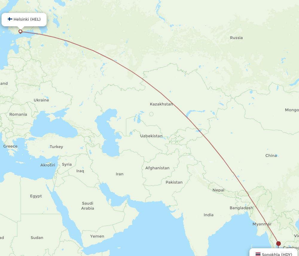 HEL-HDY flight routes