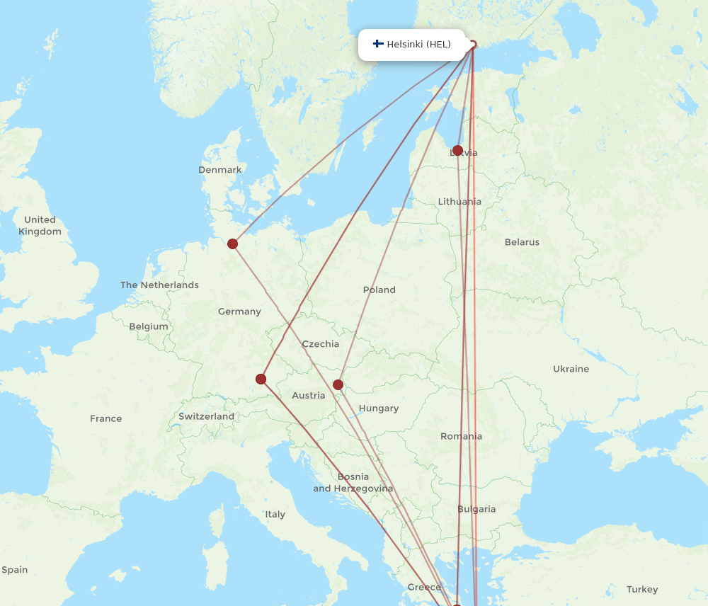 HEL to HER flights and routes map