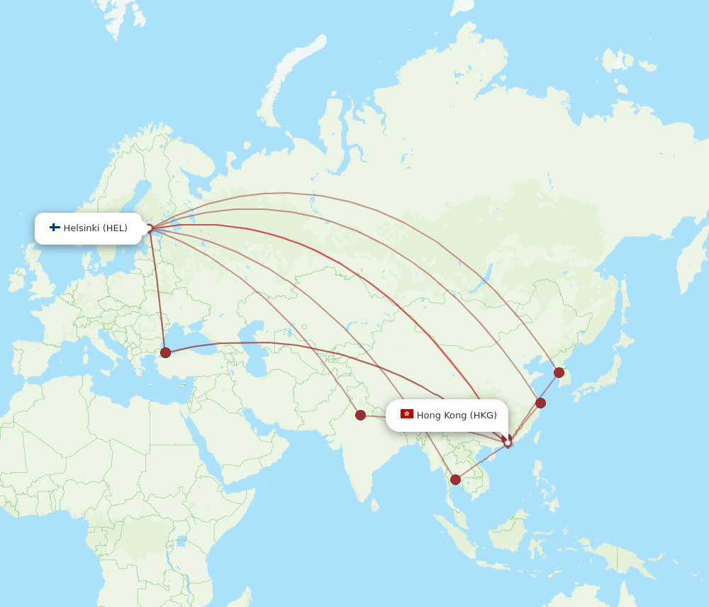 HEL-HKG flight routes