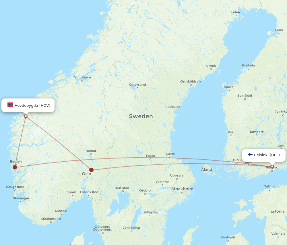 HEL to HOV flights and routes map