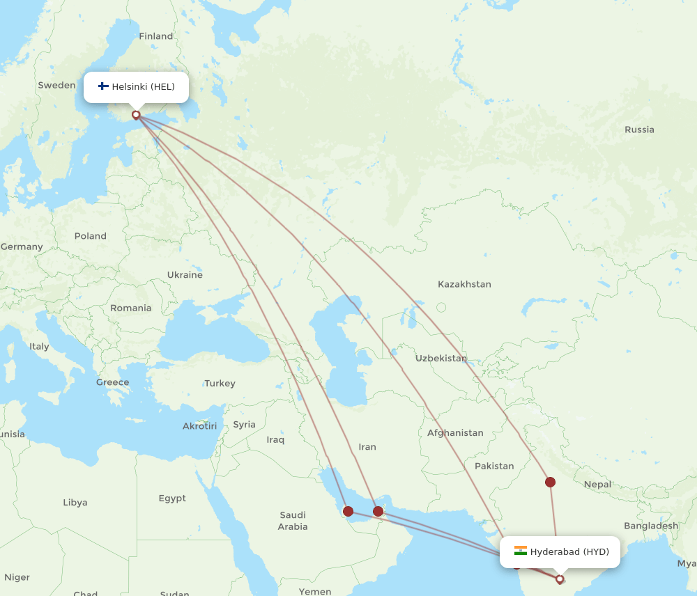 HEL-HYD flight routes