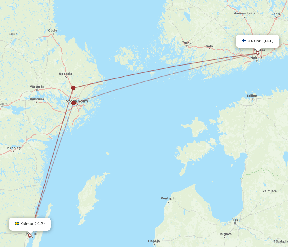 HEL-KLR flight routes