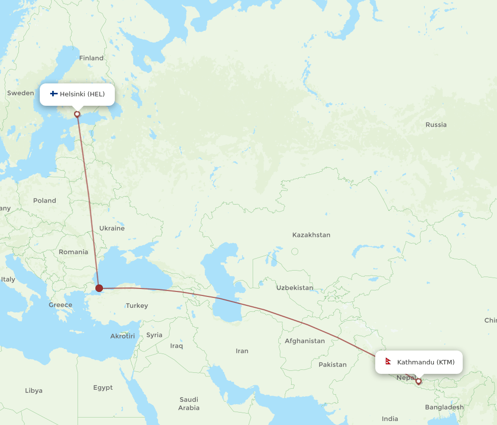 HEL-KTM flight routes