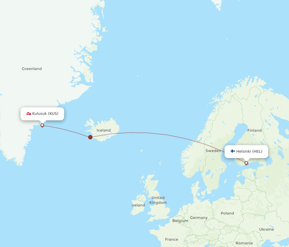 HEL-KUS flight routes