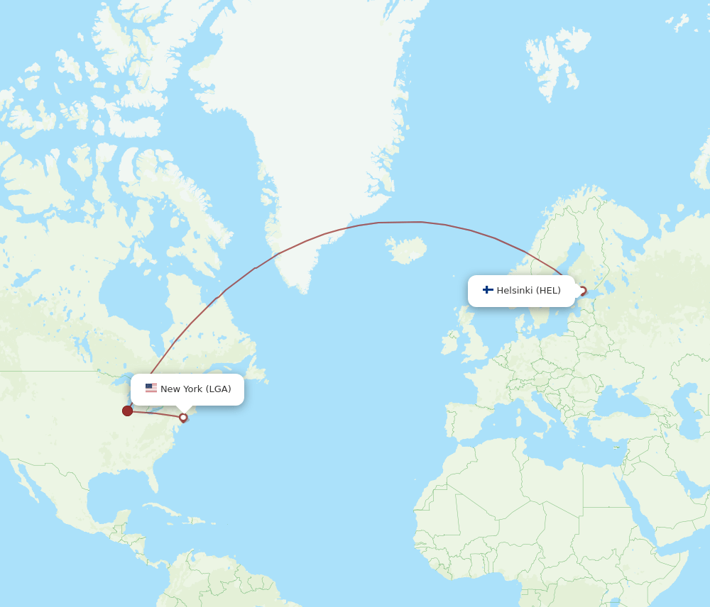 HEL-LGA flight routes