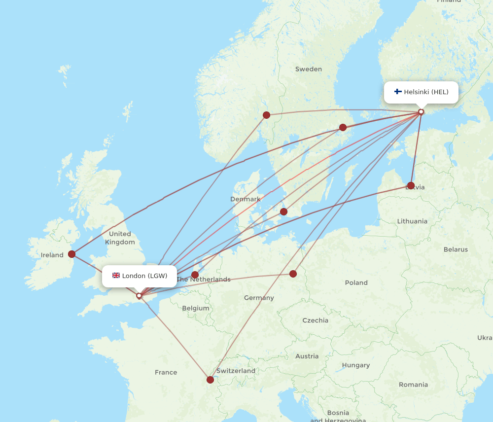 HEL-LGW flight routes