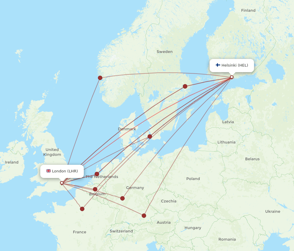 HEL-LHR flight routes