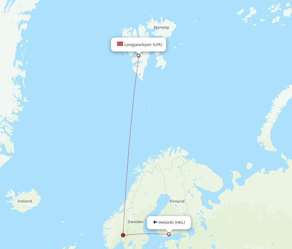 HEL-LYR flight routes