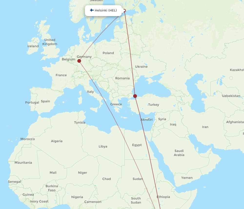 HEL-MBA flight routes