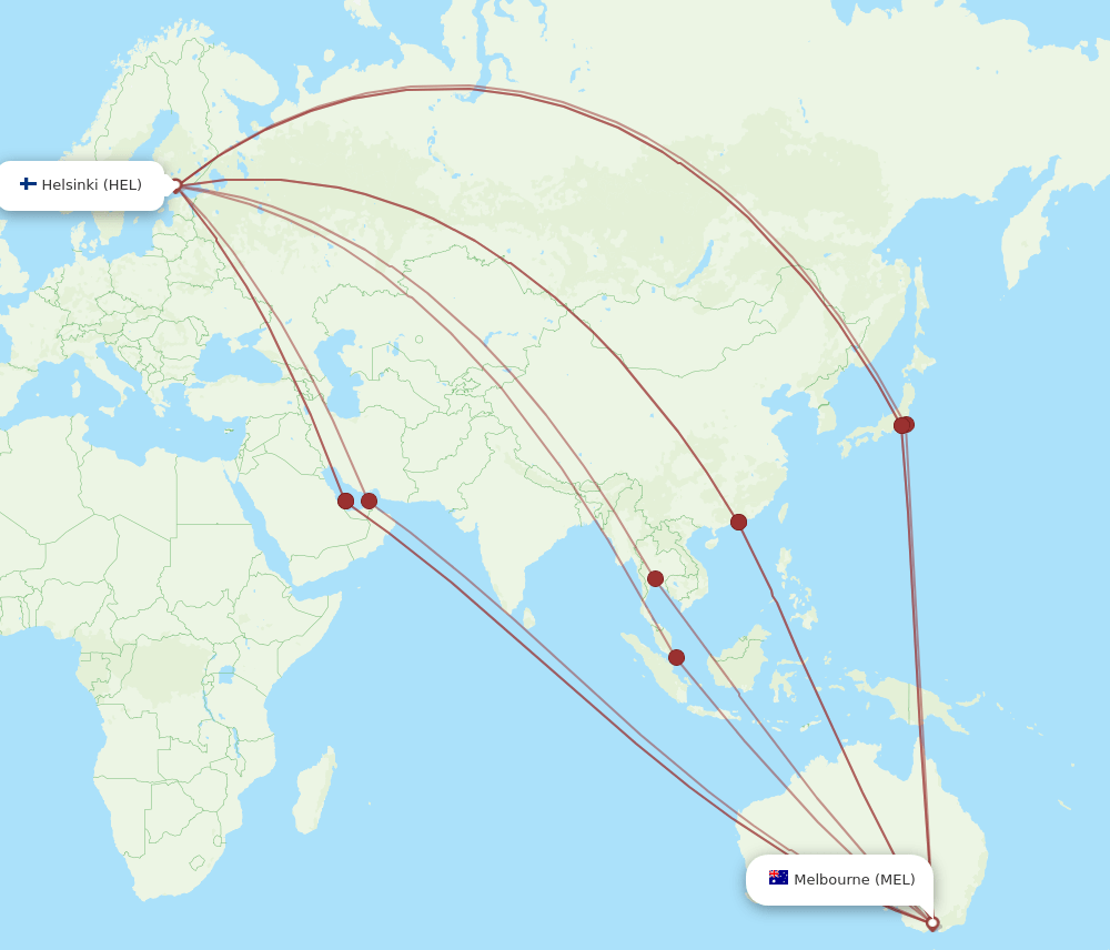 HEL-MEL flight routes