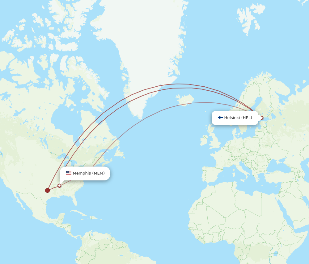 HEL-MEM flight routes