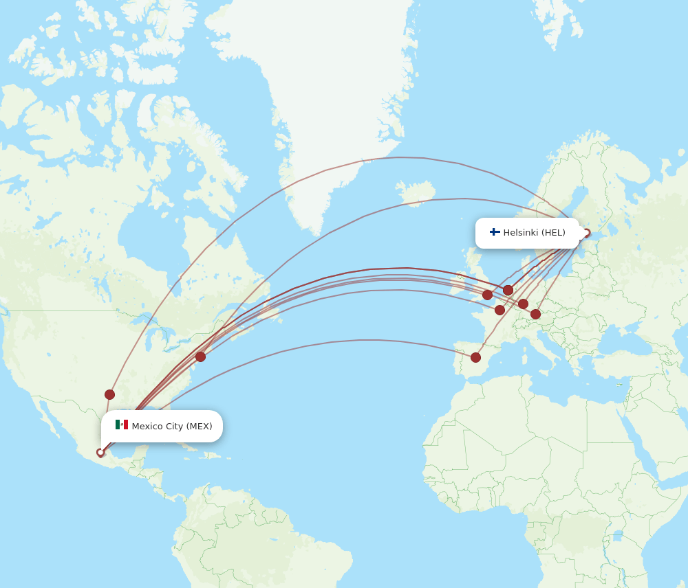 HEL-MEX flight routes