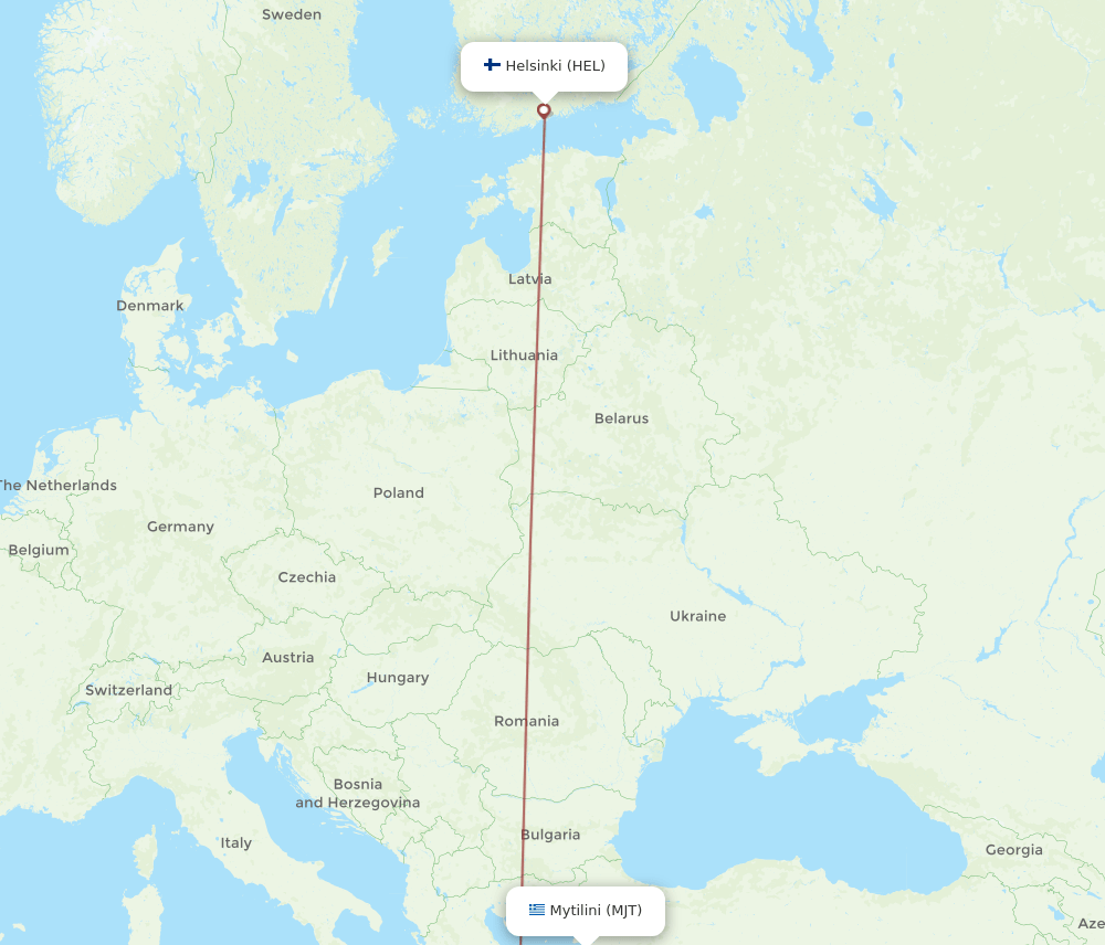 HEL-MJT flight routes