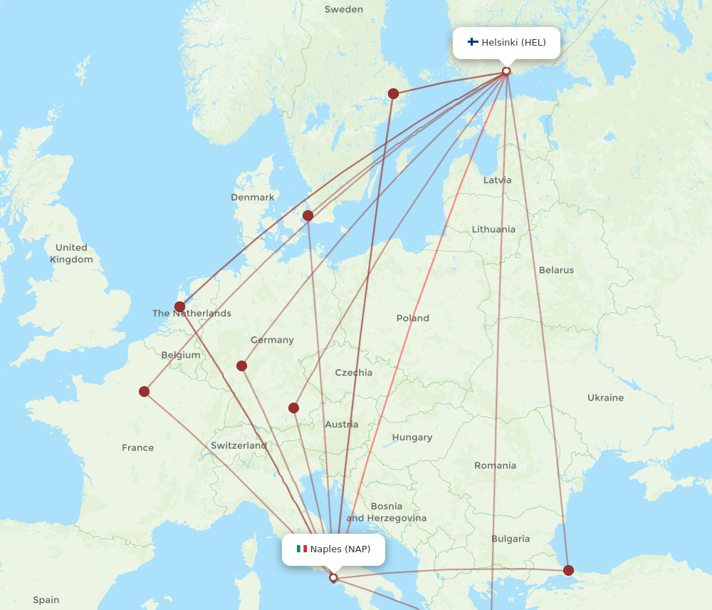 HEL-NAP flight routes