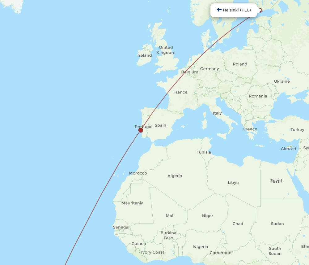 HEL-NAT flight routes