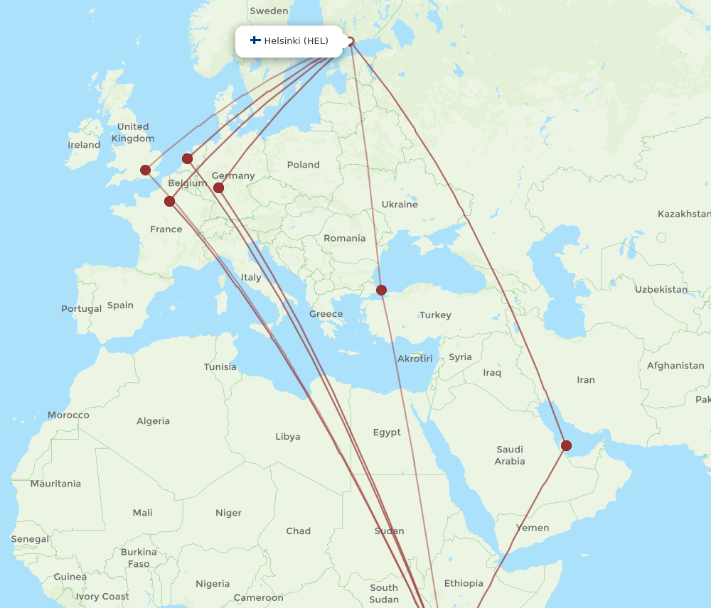 HEL-NBO flight routes