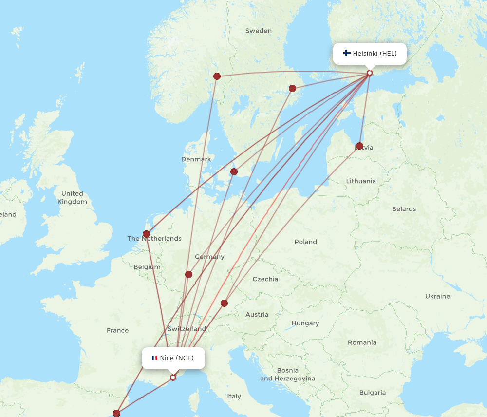 HEL-NCE flight routes