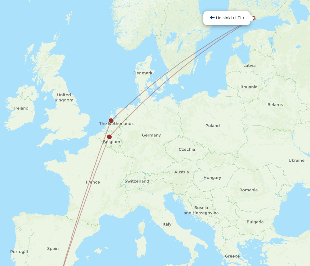 HEL to NDR flights and routes map