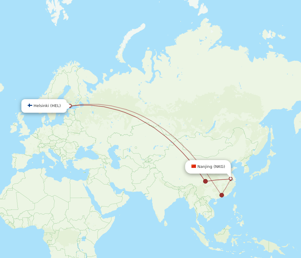 HEL-NKG flight routes