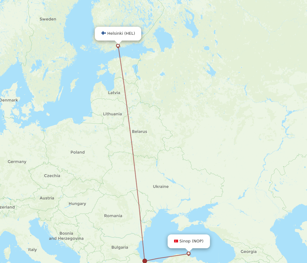HEL-NOP flight routes