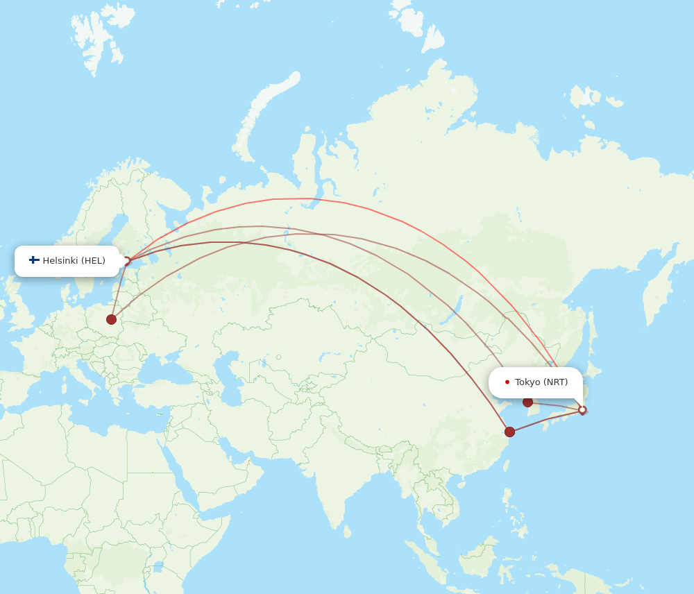 HEL-NRT flight routes
