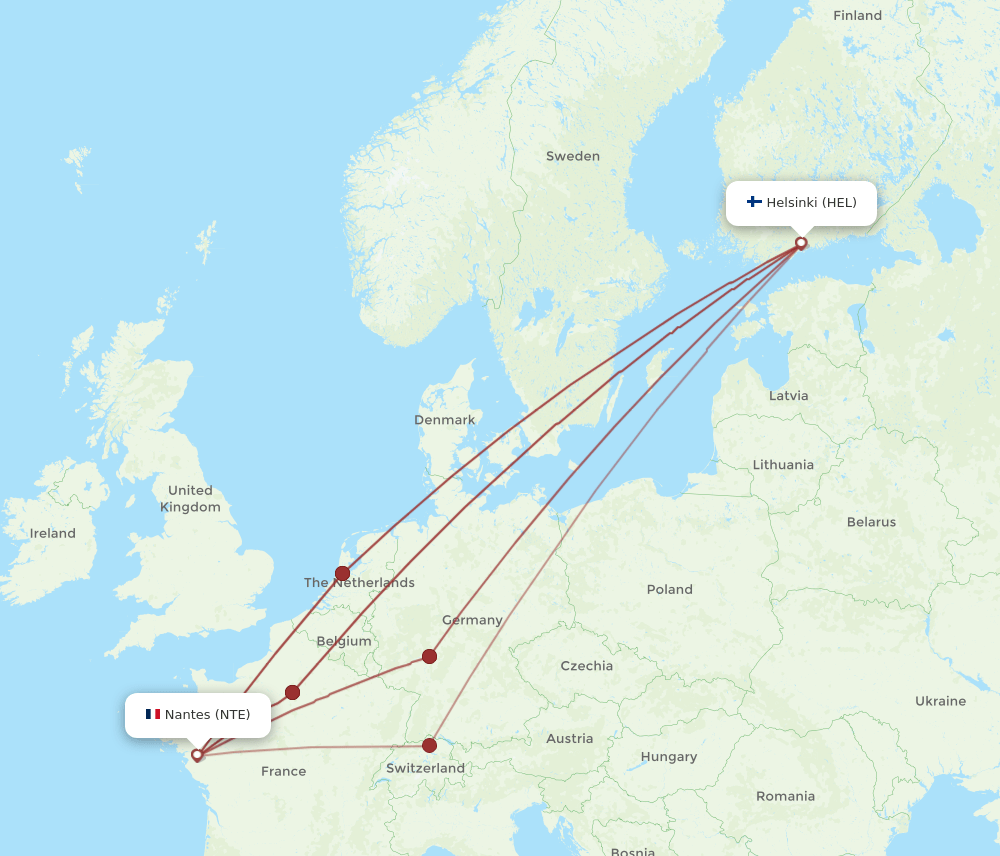 HEL-NTE flight routes