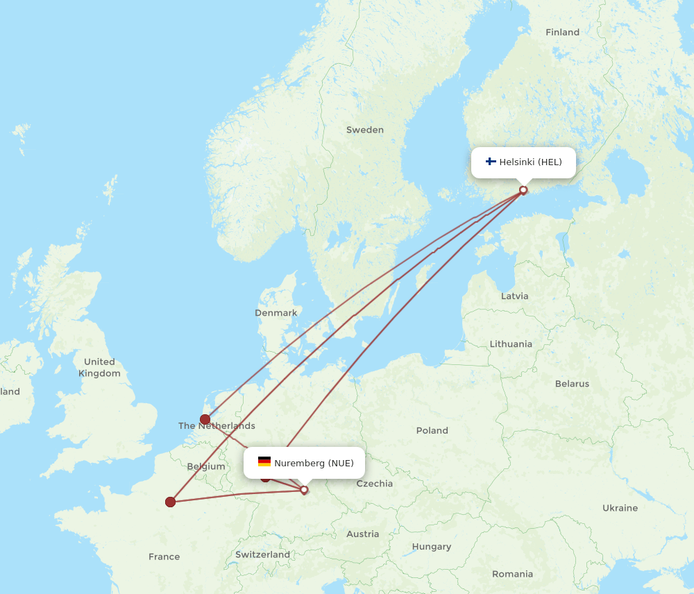 HEL-NUE flight routes