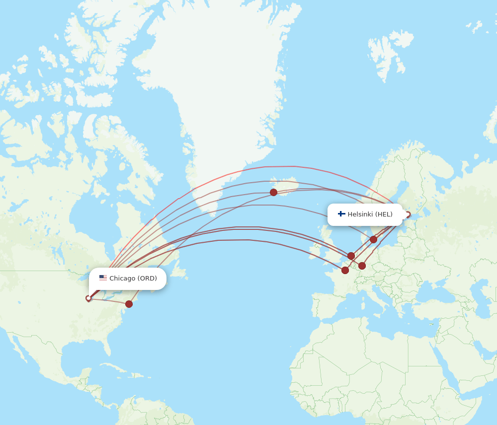 HEL-ORD flight routes