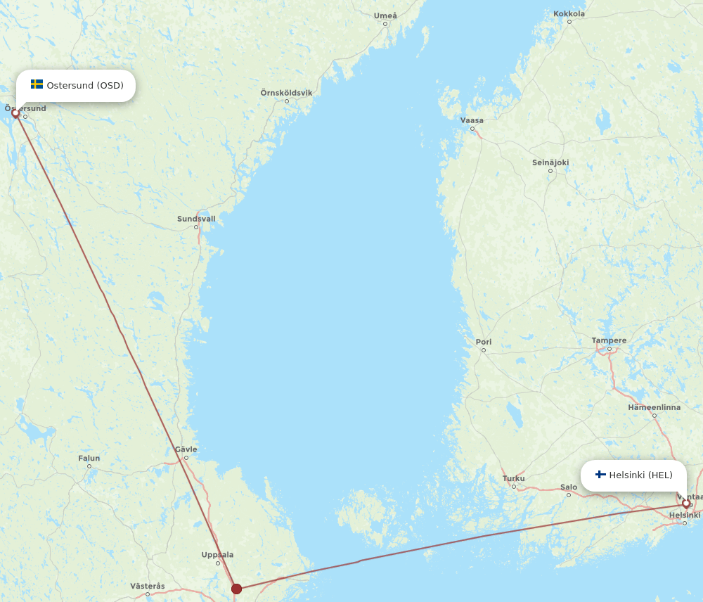 HEL to OSD flights and routes map