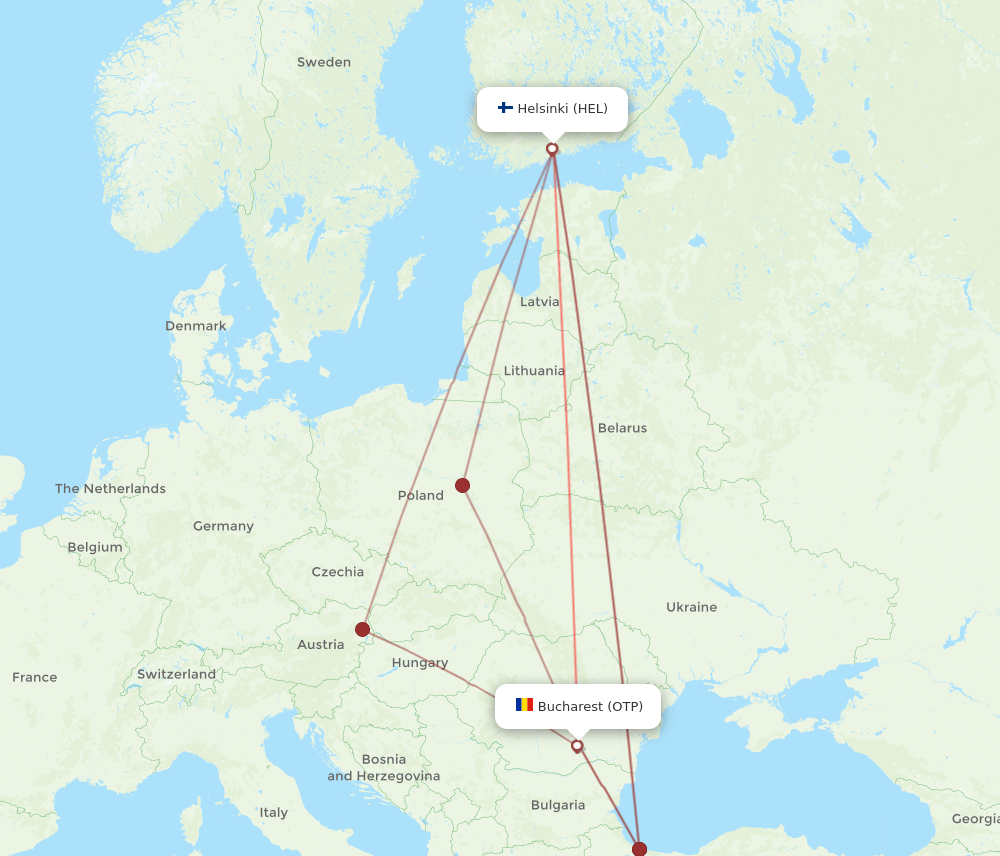 HEL-OTP flight routes