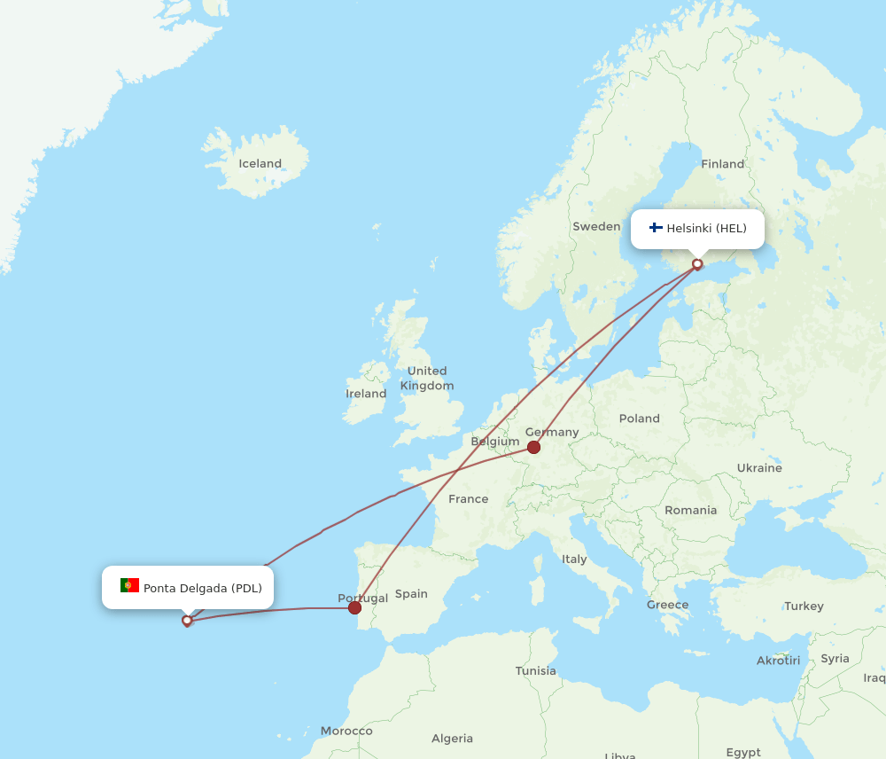 HEL-PDL flight routes