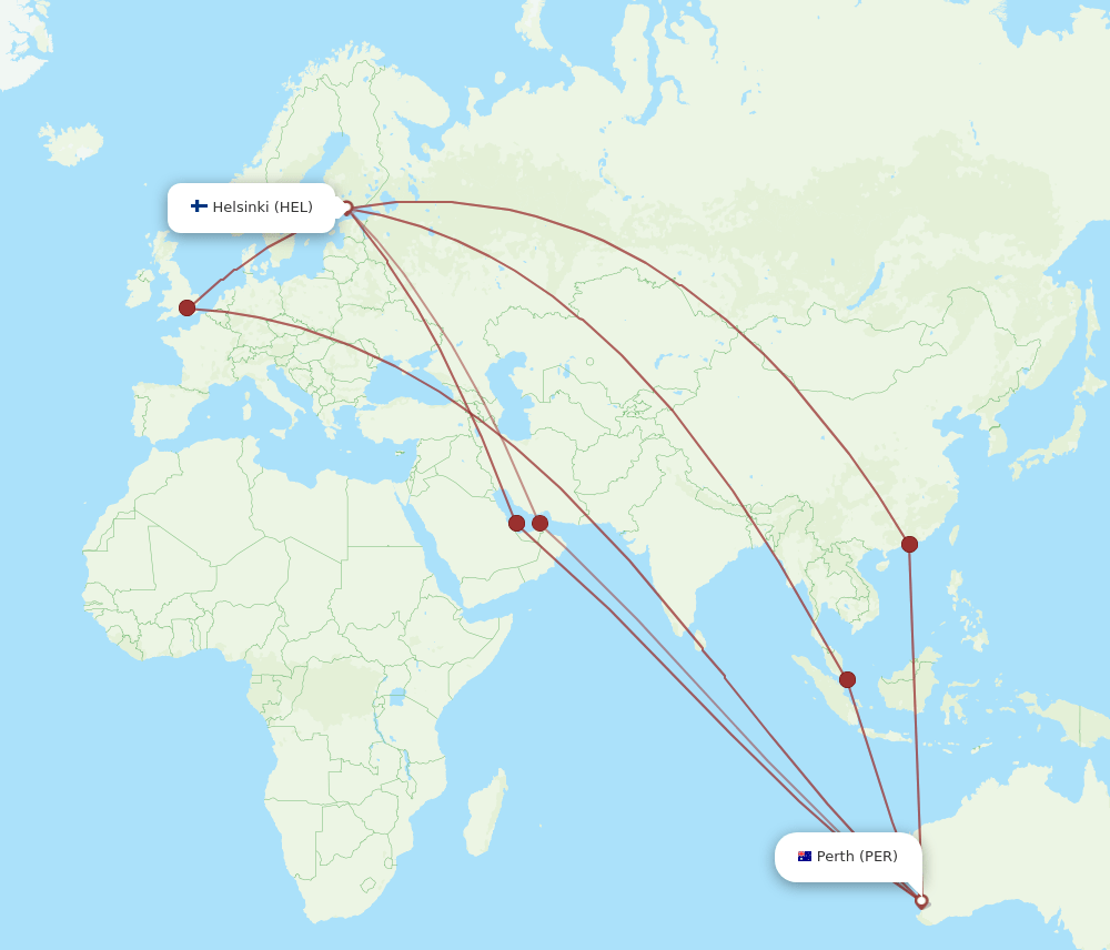 HEL-PER flight routes