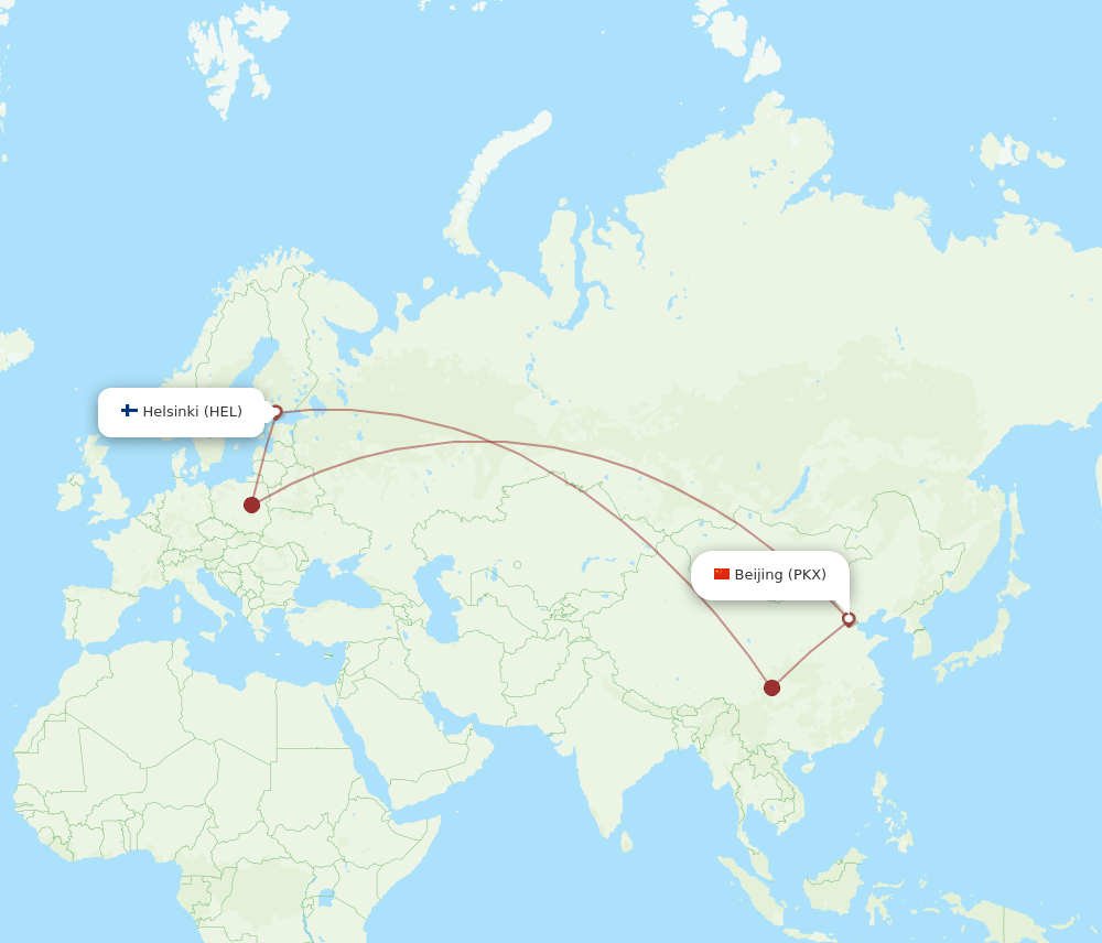 HEL-PKX flight routes