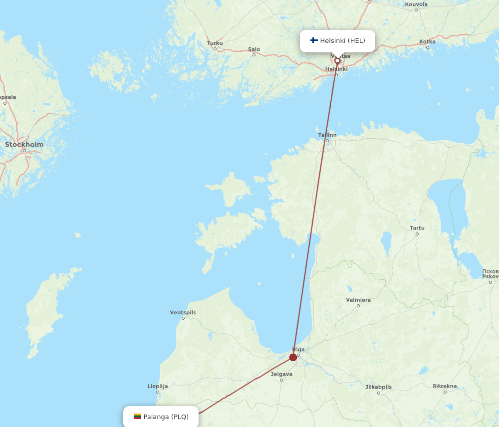 HEL to PLQ flights and routes map